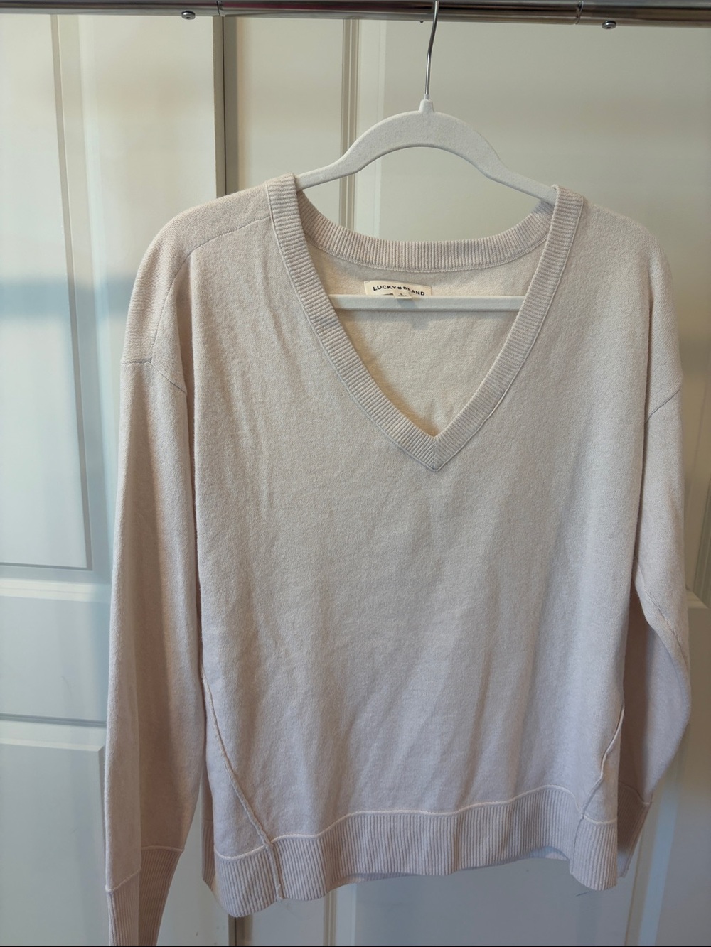 Light Beige V-Neck Sweater